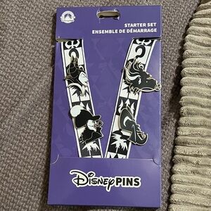 Disney Villain’s Character Pin Set with Purple and Black Lanyard